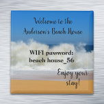 Beach House Magnet Ferien Vermietung WLAN-Kennwort<br><div class="desc">Dieses Design kann personalisiert werden, indem Sie auf die Schaltfläche Anpassen klicken und den Namen, die Initialen oder die Wörter ändern. Sie können auch die Textfarbe und den Textstil ändern oder den Text für nur ein Bild löschen. Kontaktieren Sie mich unter colorflowcreations@gmail.com , wenn Sie dieses Design für ein anderes...</div>