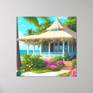 Beach House mit Ocean View Canvas Print Leinwanddruck