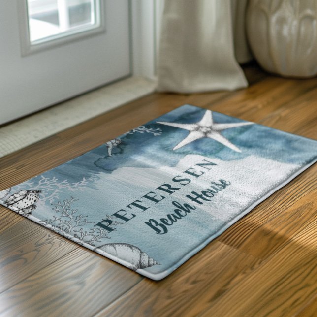 Beach House Moderne, weiße Sternenfamilie Fußmatte (Von Creator hochgeladen)