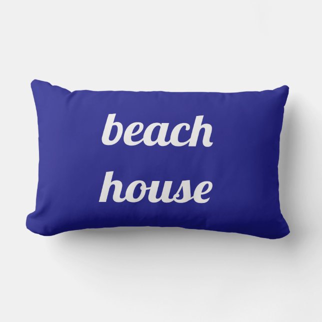 Beach House Nautic White Navy Blue Niedlich Summer Kissen Für Draußen (Vorderseite)