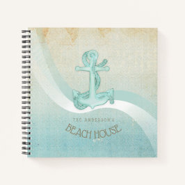 Beach House Nautical Anchor and Rope Aqua ID623 Notizbuch
