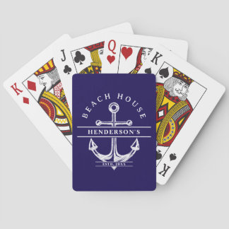 Beach House Nautical Anchor Blue Spielkarten