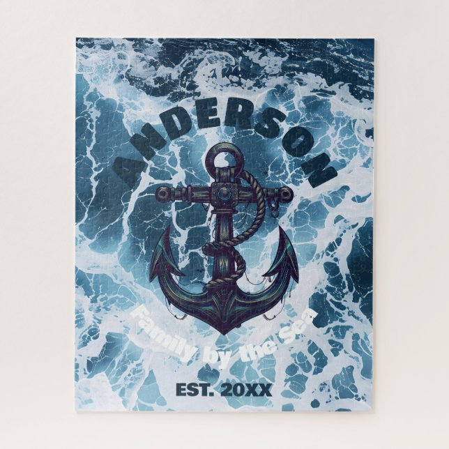Beach House Nautical Anchor Ocean Wave personalize (Vertikal)