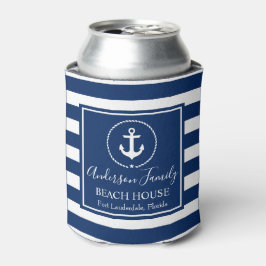 Beach House Nautical Anchor Rope Star Striped Blue Dosenkühler