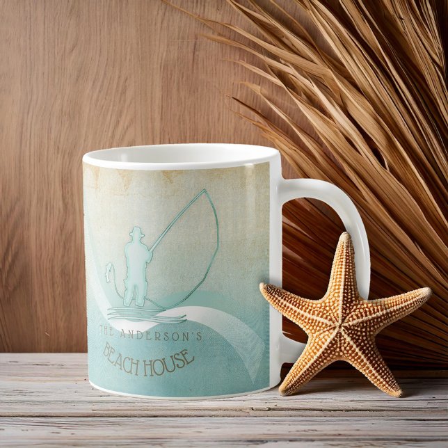 Beach House Nautical Fisherman Aqua Blue ID623 Kaffeetasse (Von Creator hochgeladen)