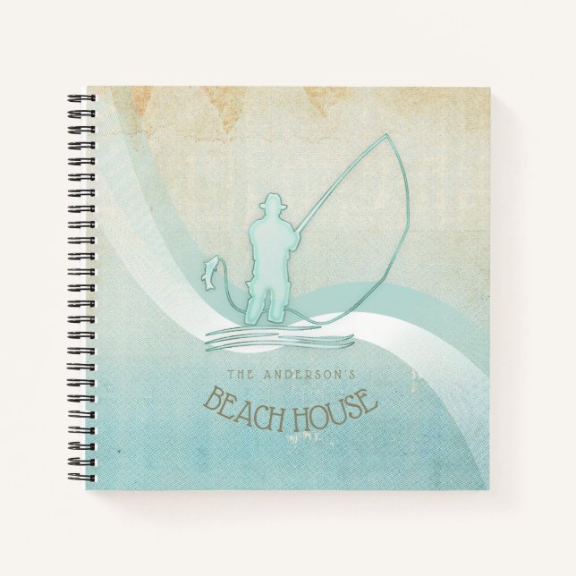Beach House Nautical Fisherman Aqua Blue ID623 Notizbuch (Vorderseite)