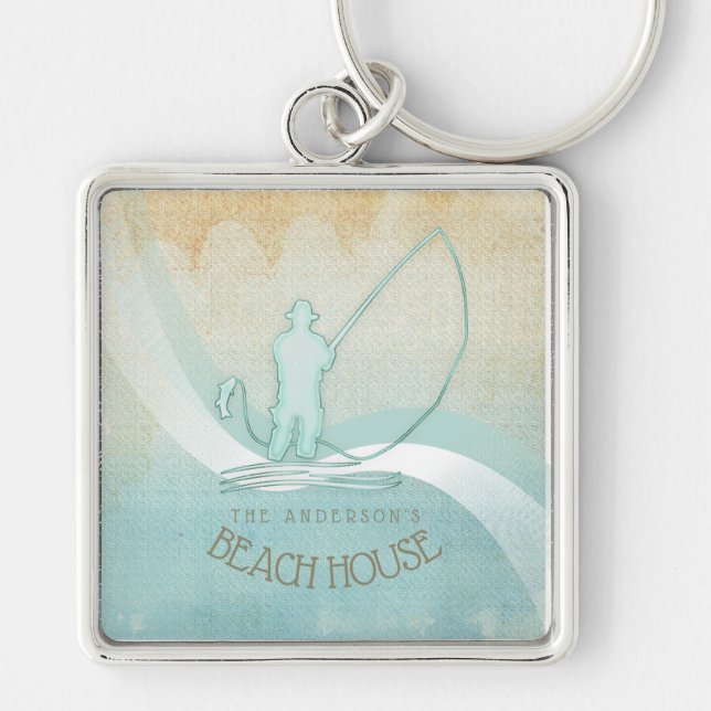 Beach House Nautical Fisherman Aqua Blue ID623 Schlüsselanhänger (Vorne)