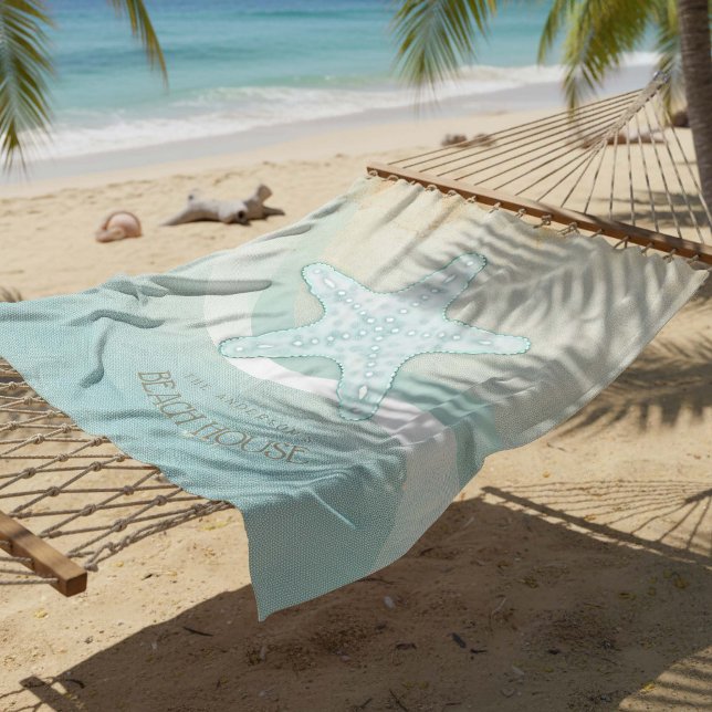 Beach House Nautical Starfish Aqua Blue ID623 Fleecedecke (Von Creator hochgeladen)