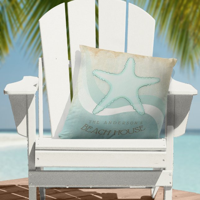Beach House Nautical Starfish Aqua Blue ID623 Kissen (Von Creator hochgeladen)
