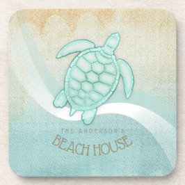 Beach House Nautical Turtle Aqua Blue ID623 Getränkeuntersetzer