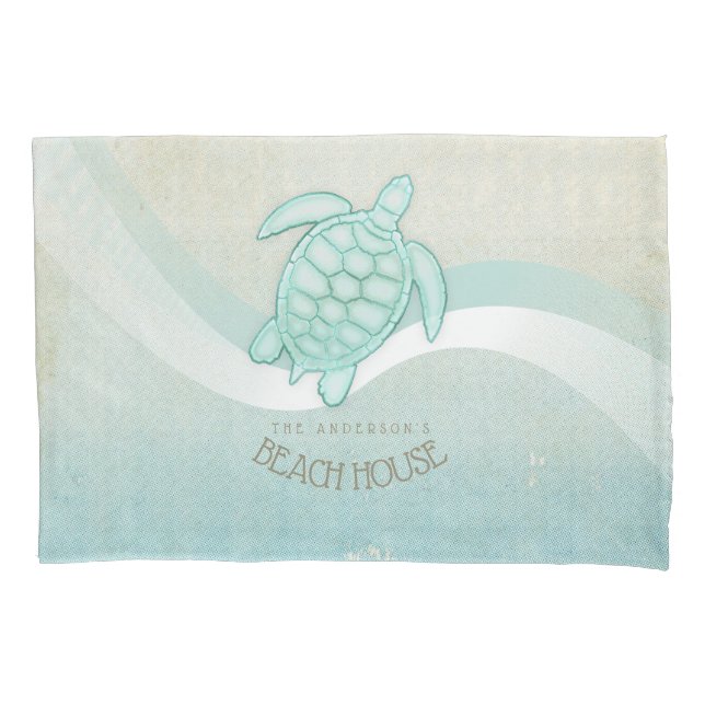 Beach House Nautical Turtle Aqua Blue ID623 Kissenbezug (Vorderseite)