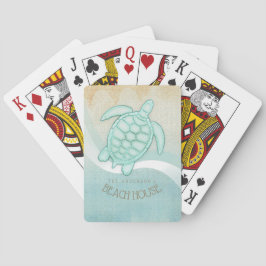 Beach House Nautical Turtle Aqua Blue ID623 Spielkarten