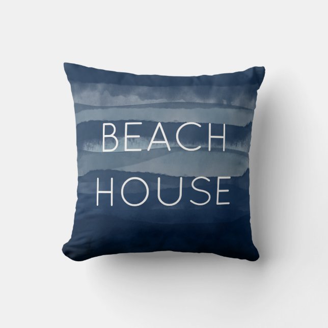 Beach House Navy Kissen (Vorderseite)