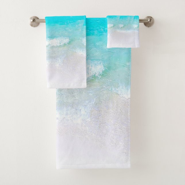 Beach House Ocean Blue Family Badhandtuch Set (Insitu)