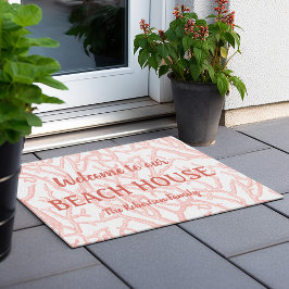 Beach House Ocean Coral Branches Coastal Fußmatte