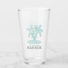 Beach House Palm Trees Aqua Blue ID623 Glas