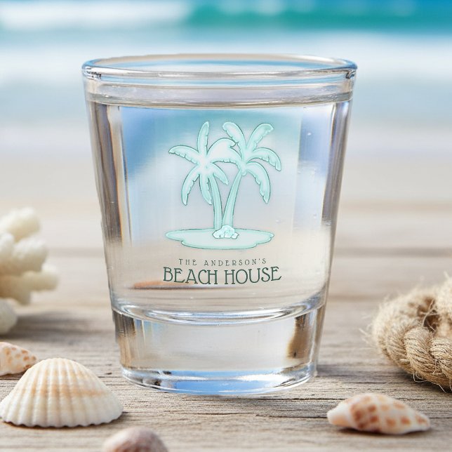 Beach House Palm Trees Aqua Blue ID623 Schnapsglas (Von Creator hochgeladen)