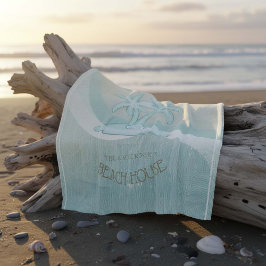 Beach House Palm Trees Aqua ID623 Fleecedecke