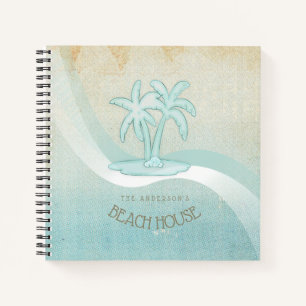 Beach House Palm Trees Aqua ID623 Notizbuch