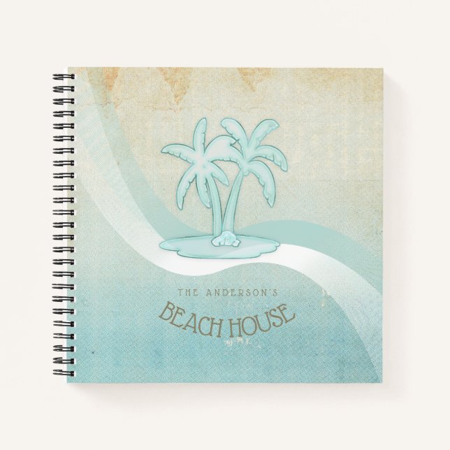 Beach House Palm Trees Aqua ID623 Notizbuch (Vorderseite)