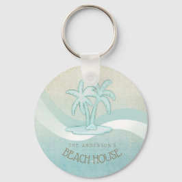 Beach House Palm Trees Aqua ID623 Schlüsselanhänger