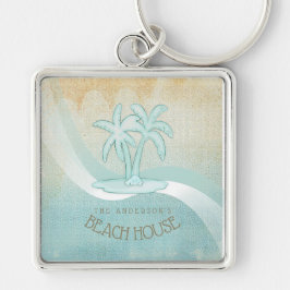 Beach House Palm Trees Aqua ID623 Schlüsselanhänger