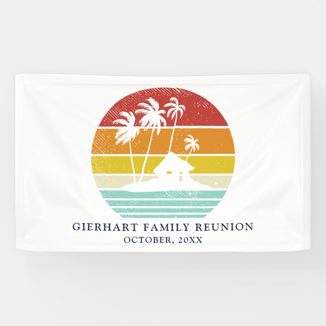 Beach House Palm Trees Family Wiedersehen Nautical Banner (Horizontal)