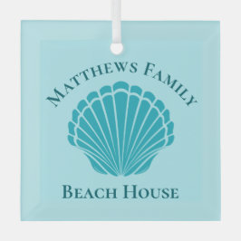 Beach House Personalisiert Keepake Blue Seashell Ornament Aus Glas