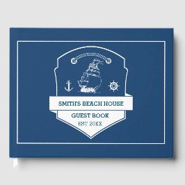 Beach House Personalisiert Nauavy Blue Gästebuch