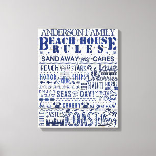 Beach House Regeln Custom Family Hütte Signing Bl Leinwanddruck