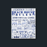 Beach House Regeln Custom Family Hütte Signing Blu Leinwanddruck<br><div class="desc">Dekorieren Sie Ihr Strandhaus mit diesem personalisierten, skurrilen Leinwand Schild. Die farbenfrohe lustige Sprüche mit hellen Imitaten (bedruckt) und Holzmöbeln verleiht der Küstenkunst Ihrer Familie und Ihren Gästen ein angenehmes Gefühl zum Lachen. Die Typografie enthält die Zeilen: Sand deine Sorgen | Reichweite für die Sterne | Ehrenfreunde Schiffe | Wellen...</div>