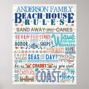 Beach House Regeln Familienregeln Hütte   Zollküst Poster