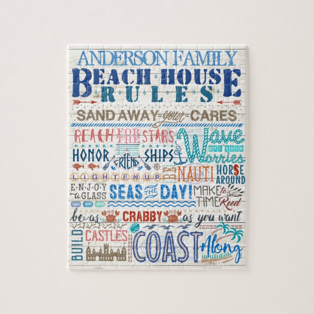 Beach House Regeln Familienunterschrift für die Hü (Vertikal)