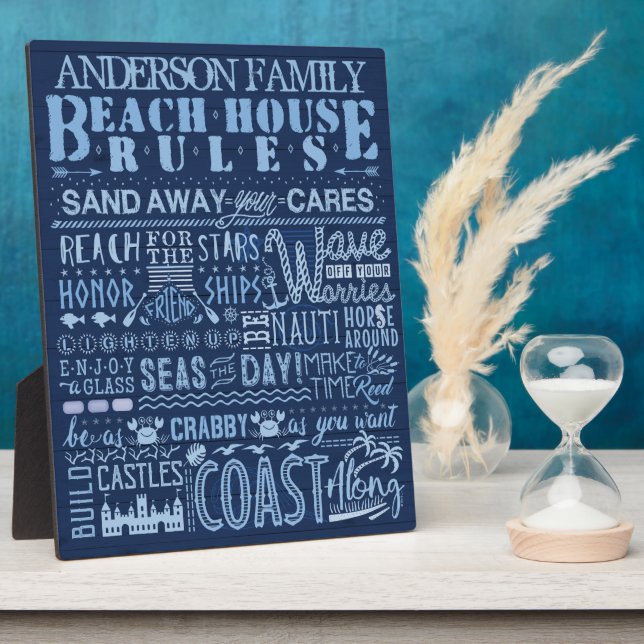 Beach House regiert CoastBlue Custom Familienname Fotoplatte (Seite)