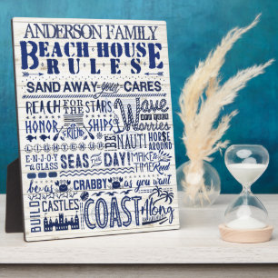 Beach House regiert Küstenblauer Personalisierter  Fotoplatte