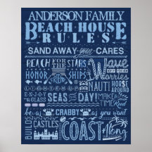 Beach House regiert Navy Blue Coastal Custom Famil
