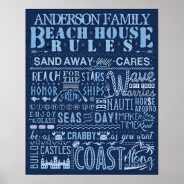 Beach House regiert Navy Blue Coastal Custom Famil Poster