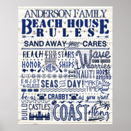 Beach House regiert Personalisierte Blue Coastal-F Poster