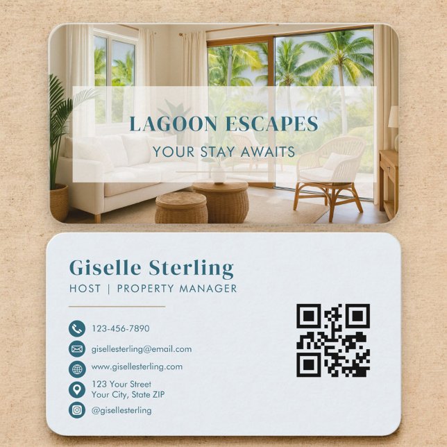 Beach House Rental QR Code Visitenkarte (Von Creator hochgeladen)