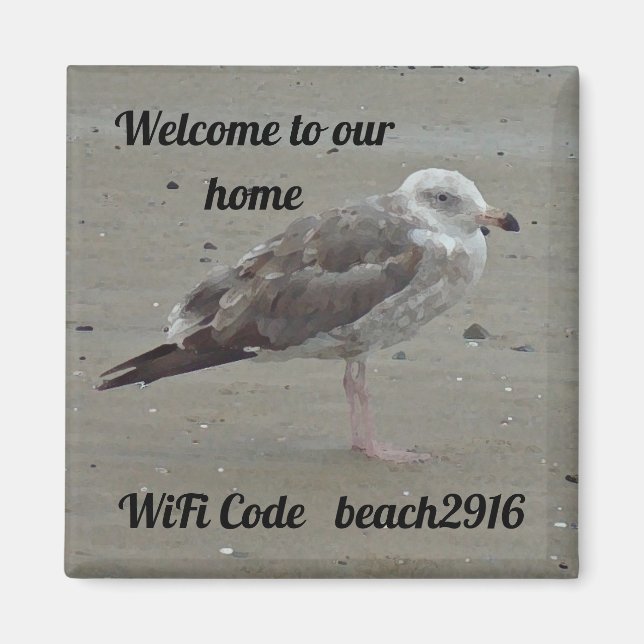 Beach House Rental Seagull Willkommen Wifi Code Magnet (Vorne)