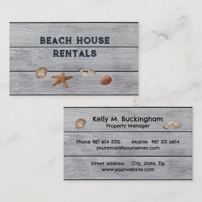 Beach House Rentals Business Card Visitenkarte (Vorne/Hinten)