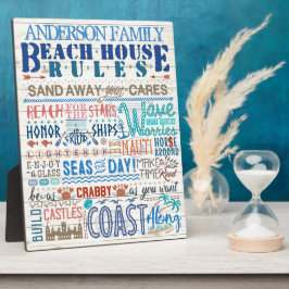Beach House Rules Family Sign | Benutzerdefinierte Fotoplatte