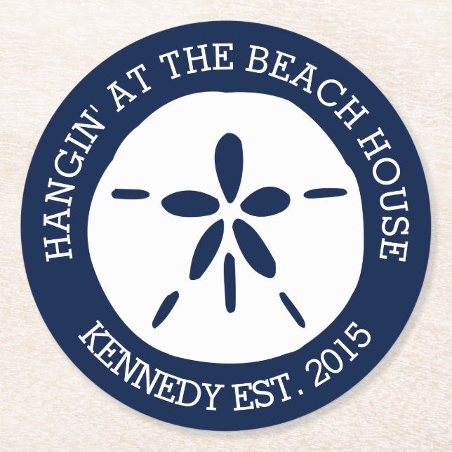 Beach House Runder Pappuntersetzer (Vorderseite)