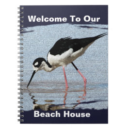 Beach House Schwarz-weiß Wading Bird Foto Willkomm Notizblock