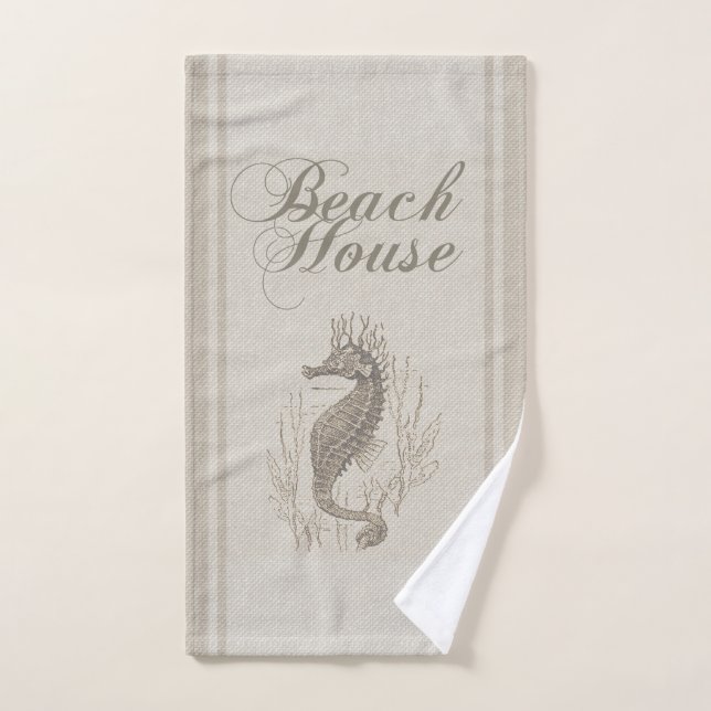 Beach House Seahorse Seashore (Serviette à main)