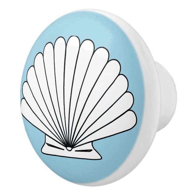 Beach House Seashell Türkis Door Knob Keramikknauf (Rechts)