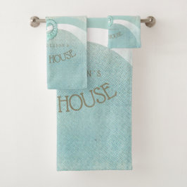 Beach House Seepferd Aqua Blue ID623 Badhandtuch Set