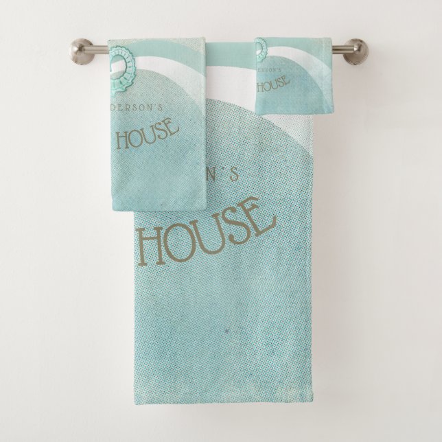 Beach House Seepferd Aqua Blue ID623 Badhandtuch Set (Insitu)