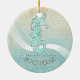Beach House Seepferd Aqua Blue ID623 Keramik Ornament