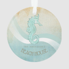 Beach House Seepferd Aqua Blue ID623 Ornament